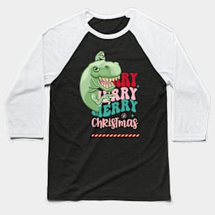 Christmas Dino Baseball T-Shirt